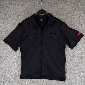 Nike ACG Dri-Fit waffle knit button up short sleeve shirt Black pockets collar
